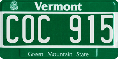 VT license plate COC915