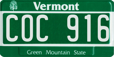 VT license plate COC916