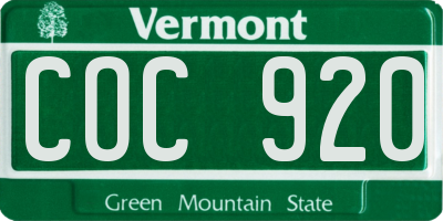VT license plate COC920