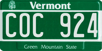 VT license plate COC924