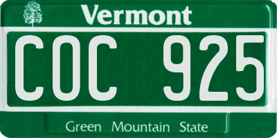 VT license plate COC925