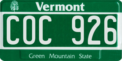 VT license plate COC926
