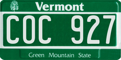 VT license plate COC927