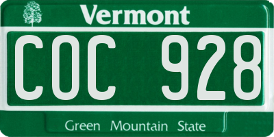 VT license plate COC928