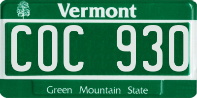 VT license plate COC930