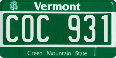 VT license plate COC931