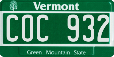VT license plate COC932