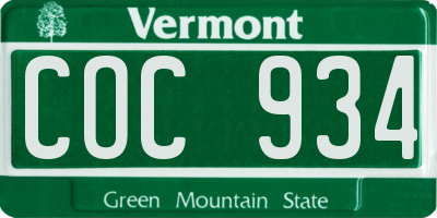 VT license plate COC934