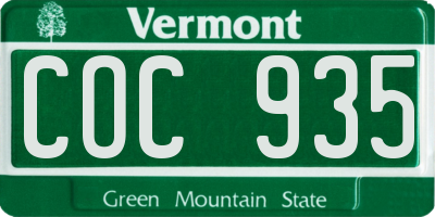 VT license plate COC935