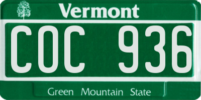VT license plate COC936