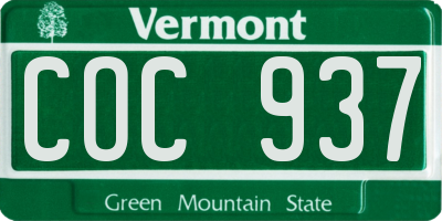 VT license plate COC937