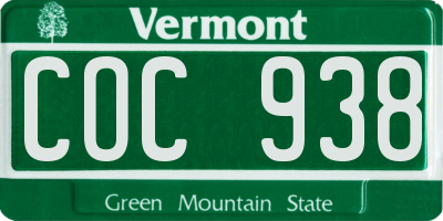 VT license plate COC938