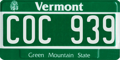 VT license plate COC939