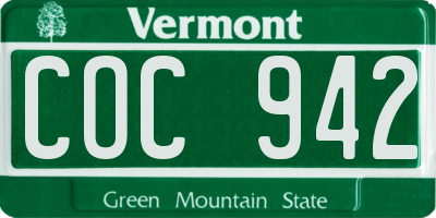 VT license plate COC942