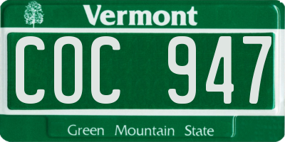 VT license plate COC947