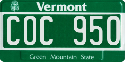 VT license plate COC950