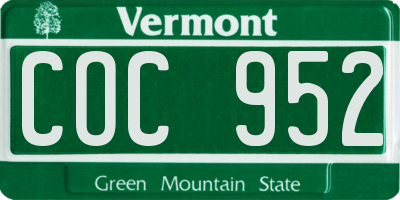 VT license plate COC952