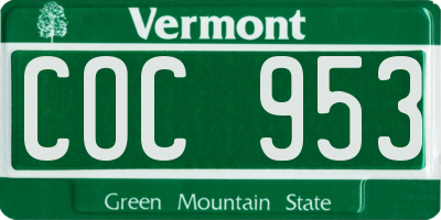 VT license plate COC953