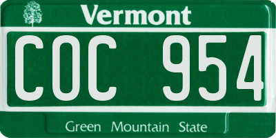 VT license plate COC954