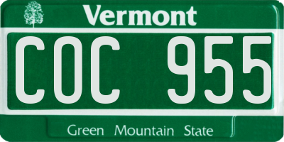 VT license plate COC955