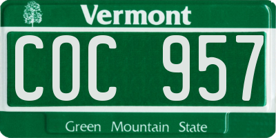 VT license plate COC957