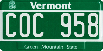 VT license plate COC958