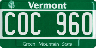 VT license plate COC960