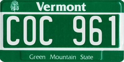 VT license plate COC961