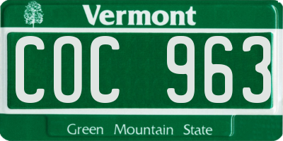 VT license plate COC963
