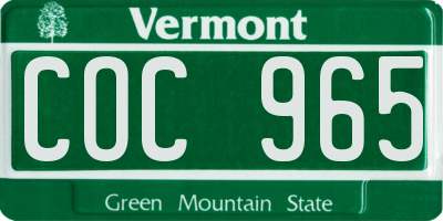 VT license plate COC965