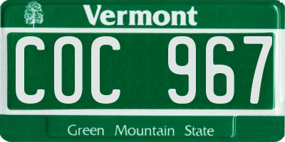VT license plate COC967