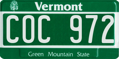 VT license plate COC972