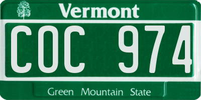 VT license plate COC974