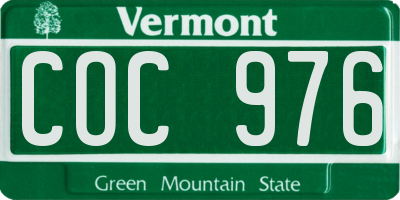 VT license plate COC976