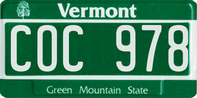 VT license plate COC978