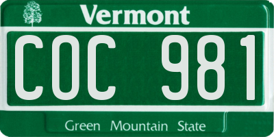 VT license plate COC981