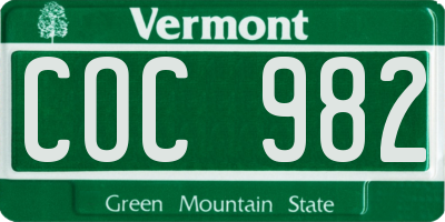 VT license plate COC982