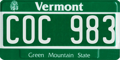 VT license plate COC983