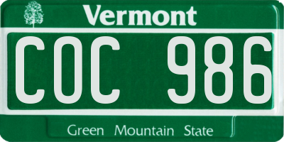 VT license plate COC986