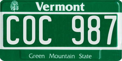 VT license plate COC987