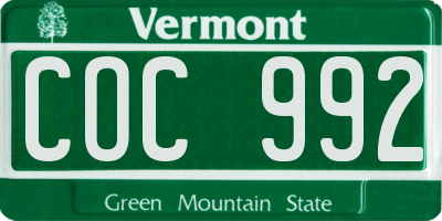 VT license plate COC992