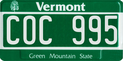 VT license plate COC995
