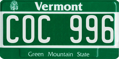 VT license plate COC996