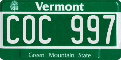VT license plate COC997