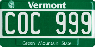 VT license plate COC999