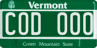 VT license plate COD000