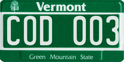 VT license plate COD003