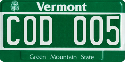 VT license plate COD005
