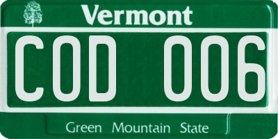 VT license plate COD006