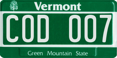 VT license plate COD007